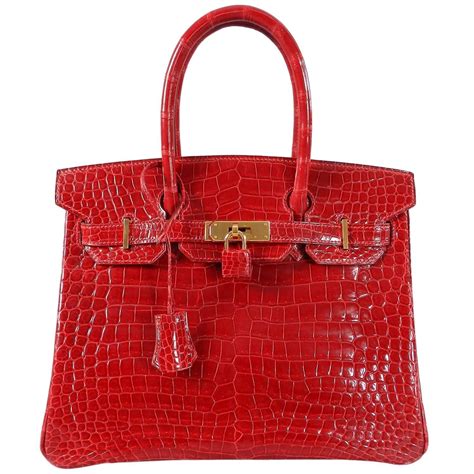 hermes diamond birkin red crocodile|Hermes Birkin crocodile handbag.